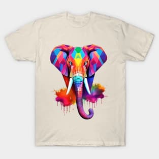 Geometric Elephant Splash Art T-Shirt